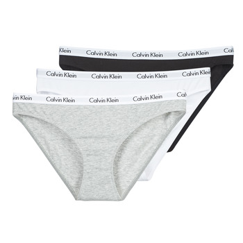 Unterwäsche Damen Damenslips Calvin Klein Jeans CAROUSEL BIKINI X 3 Weiß / Grau
