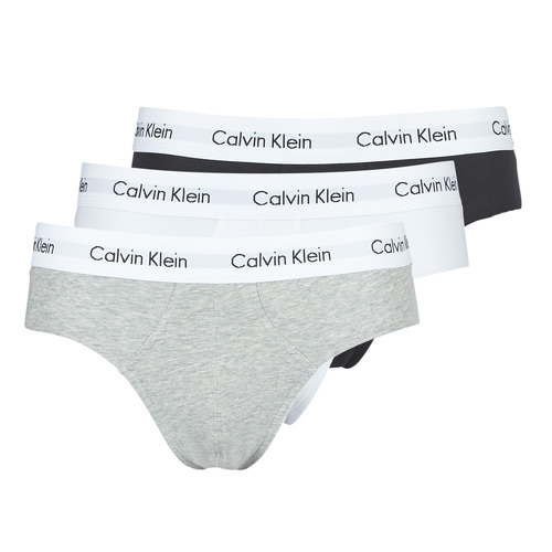 Unterwäsche Herren Slips Calvin Klein Jeans COTTON STRECH HIP BREIF X 3 Weiß / Grau