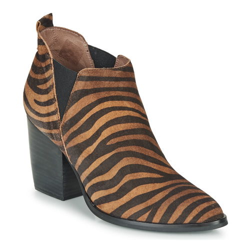 Chaussures Femme Bottines Wonders M4102-ZEBRATO-CUERO Marron / Noir