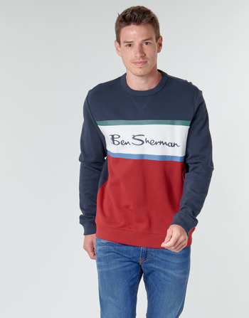Kleidung Herren Sweatshirts Ben Sherman COLOUR BLOCKED LOGO SWEAT Marineblau / Rot
