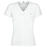 Kleidung Damen T-Shirts Tommy Hilfiger HERITAGE V-NECK TEE Weiß