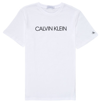 Kleidung Jungen T-Shirts Calvin Klein Jeans INSTITUTIONAL T-SHIRT Weiß
