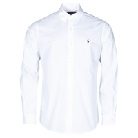 Kleidung Herren Langärmelige Hemden Polo Ralph Lauren CHEMISE AJUSTEE EN POPLINE DE COTON COL BOUTONNE  LOGO PONY PLAY Weiß