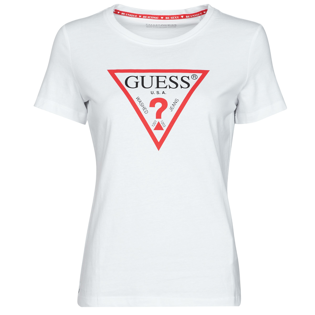 Kleidung Damen T-Shirts Guess SS CN ORIGINAL TEE Weiß
