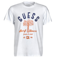 Kleidung Herren T-Shirts Guess SURF HOUSE CN SS TEE Weiß / Blau / Marineblau