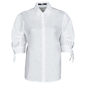 Kleidung Damen Hemden Karl Lagerfeld LINENSHIRTW/BOWS Weiß