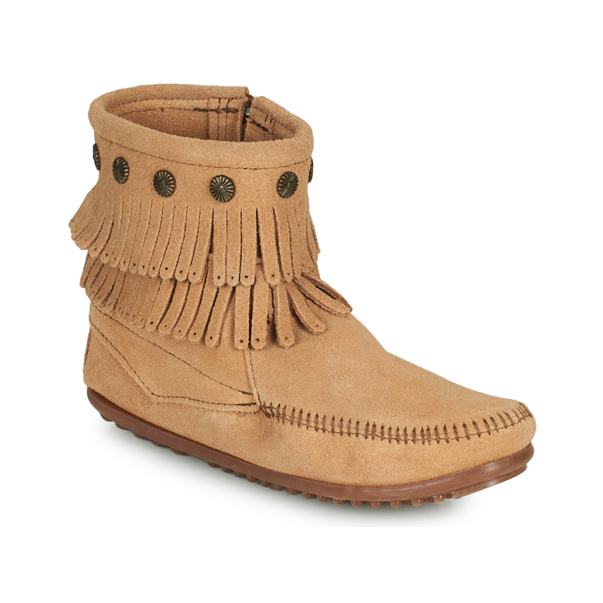 Schuhe Damen Boots Minnetonka DOUBLE FRINGE SIDE ZIP BOOT Braun,