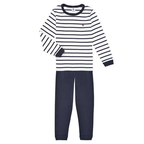 Kleidung Jungen Pyjamas/ Nachthemden Petit Bateau TECHI Weiß / Blau