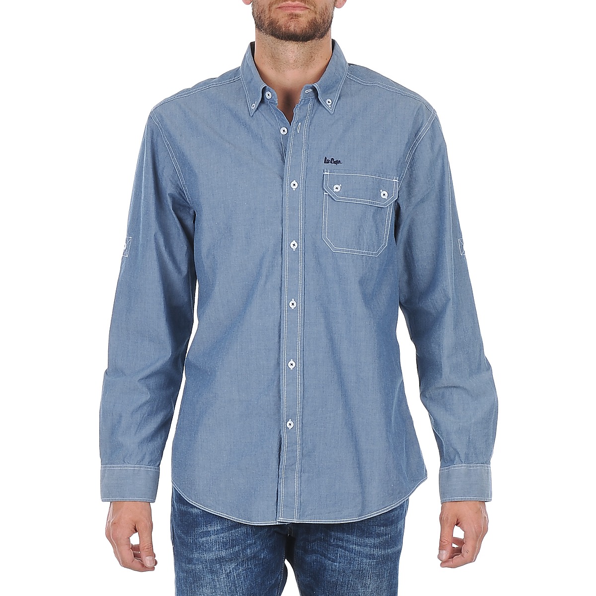 Abbigliamento Uomo Camicie maniche lunghe Lee Cooper Greyven Blu