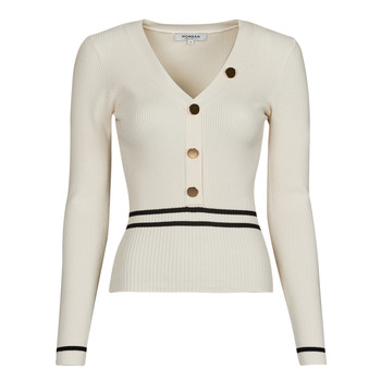 Kleidung Damen Pullover Morgan MPIAZA Weiß / Marineblau