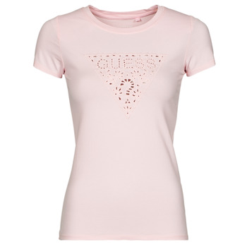 Vêtements Femme T-shirts manches courtes Guess SS EYELET FLORAL LOGO R3 