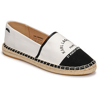 Schuhe Damen Leinen-Pantoletten mit gefloch Karl Lagerfeld KAMINI Maison Logo Slip On Weiß