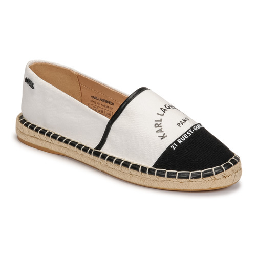 Schuhe Damen Leinen-Pantoletten mit gefloch Karl Lagerfeld KAMINI Maison Logo Slip On Weiß