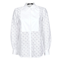 Kleidung Damen Hemden Karl Lagerfeld KL MONOGRAM LACE BIB SHIRT Weiß