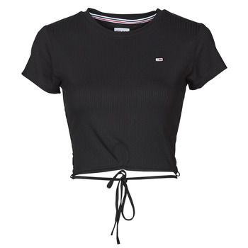 Kleidung Damen Tops / Blusen Tommy Jeans TJW CROP STRAP RIB FRONT KNOT SS    