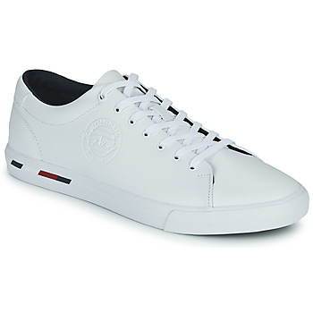 Schuhe Herren Sneaker Low Tommy Hilfiger Corporate Logo Leather Vulc Weiß