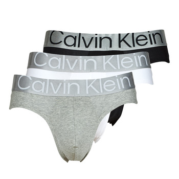 Unterwäsche Herren Frauen-Slips Calvin Klein Jeans BRIEF X3 Grau / Weiß