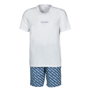 Kleidung Herren Pyjamas/ Nachthemden Calvin Klein Jeans SHORT SET Marineblau / Weiß