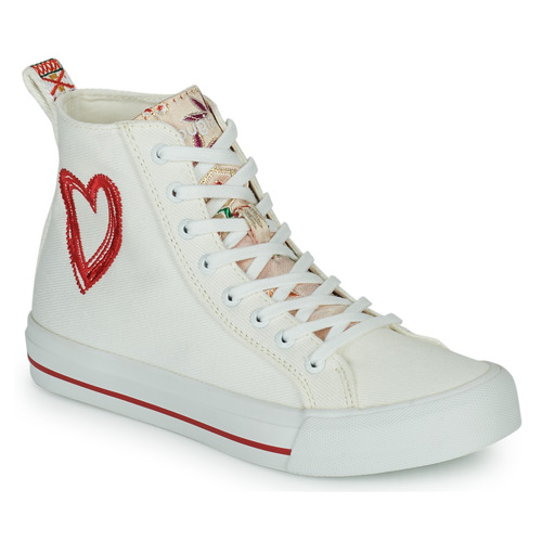 Schuhe Damen Sneaker High Desigual BETA HEART Weiß / Rot