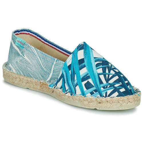 Schuhe Damen Leinen-Pantoletten mit gefloch Art of Soule LEAF-BLUE Blau