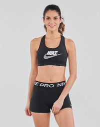 Kleidung Damen Sport BHs Nike Swoosh Medium-Support Non-Padded Graphic Sports Bra Schwarz / Partikelfarbe / Grau