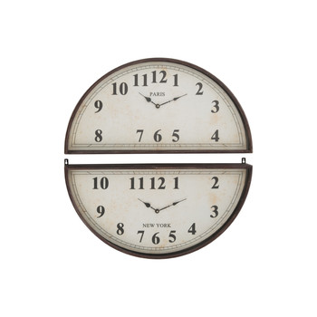Maison & Déco Horloges J-line HORL 2P PARIS NEW YORK MET BR (74x7.5x77cm) 