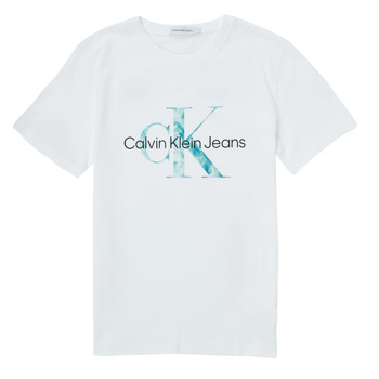 Kleidung Kinder T-Shirts Calvin Klein Jeans MONOGRAM LOGO T-SHIRT Weiß