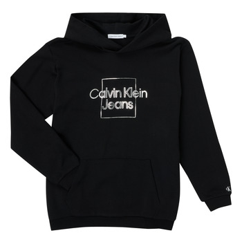 Kleidung Mädchen Sweatshirts Calvin Klein Jeans METALLIC BOX LOGO RELAXED HOODIE    