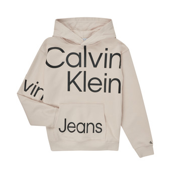Kleidung Jungen Sweatshirts Calvin Klein Jeans BOLD INSTITUTIONAL LOGO HOODIE Weiß