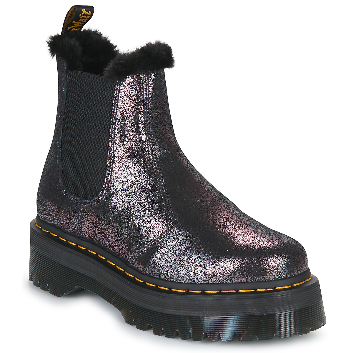 Chaussures Femme Boots Dr. Martens 2976 Quad  Fur Lined Distressed Metallic 