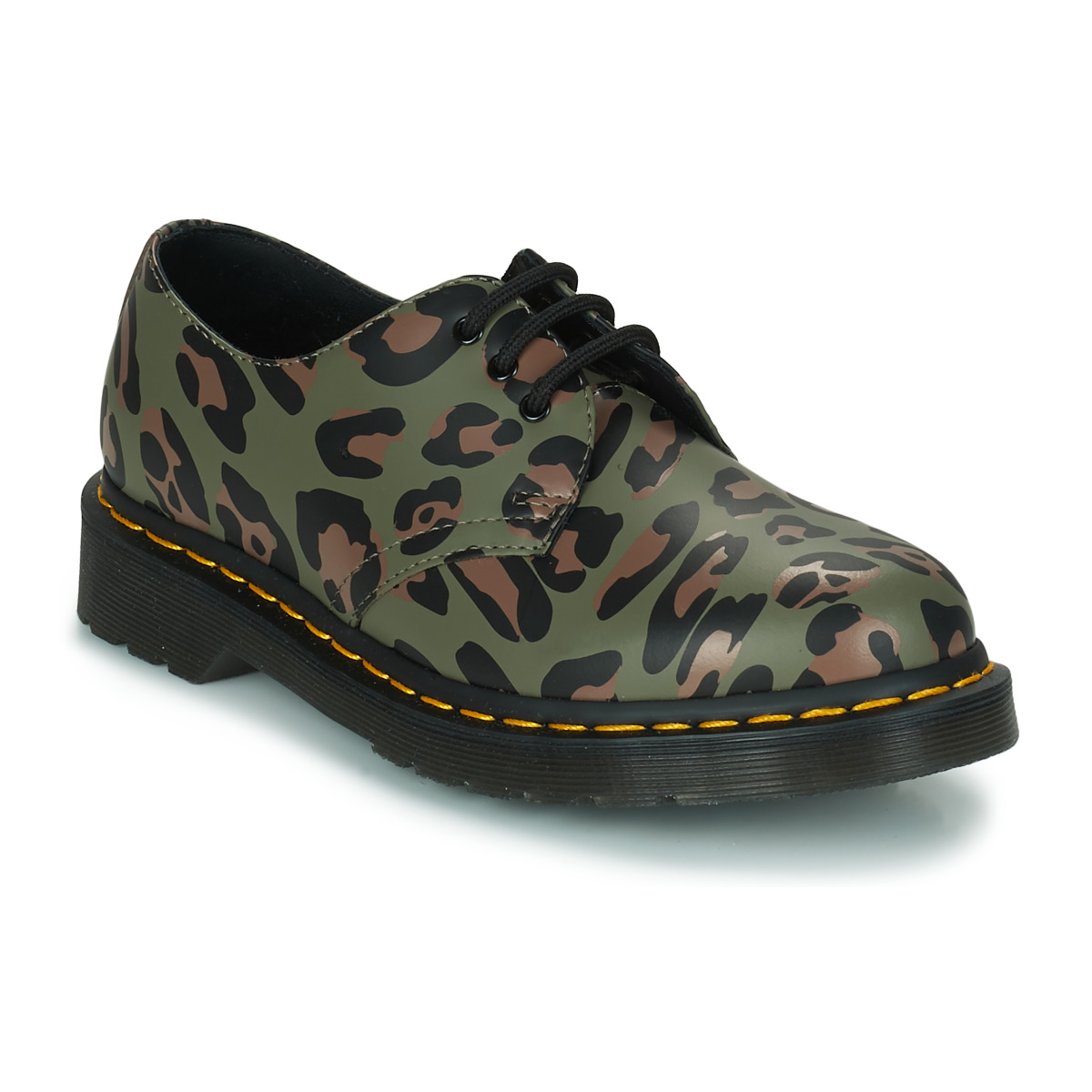Schuhe Damen Boots Dr. Martens 1461 Smooth Distorted Leopard Khaki