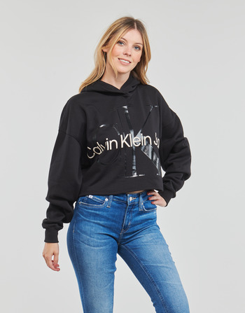 Kleidung Damen Sweatshirts Calvin Klein Jeans GLOSSY MONOGRAM HOODIE    