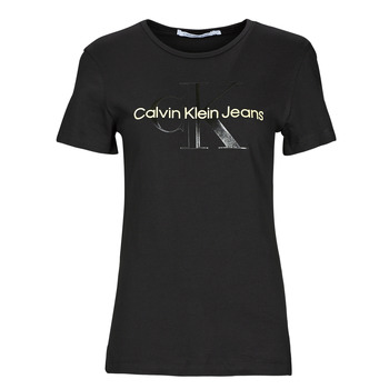 Kleidung Damen T-Shirts Calvin Klein Jeans GLOSSY MONOGRAM SLIM TEE    