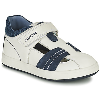 Schuhe Jungen Sneaker High Geox B BIGLIA B. A - NAPPA+SCAM. Weiß / Marineblau