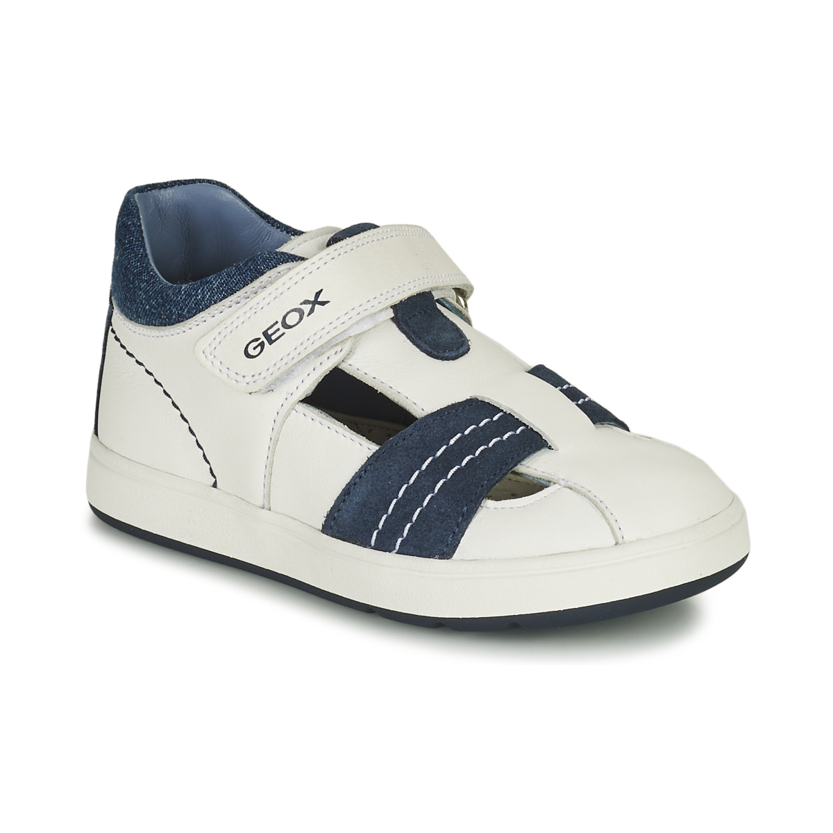Schuhe Jungen Sneaker High Geox B BIGLIA B. A - NAPPA+SCAM. Weiß / Marineblau
