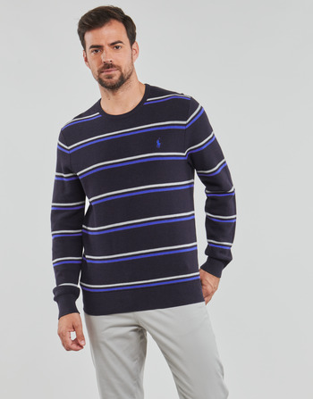 Kleidung Herren Pullover Polo Ralph Lauren LSTXTSTRCNPP-LONG SLEEVE-PULLOVER Marineblau / Blau / Grau