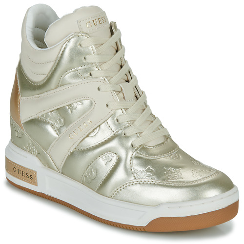 Schuhe Damen Sneaker High Guess LISA Weiß / Golden