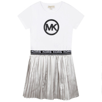 Kleidung Mädchen Kurze Kleider MICHAEL Michael Kors R12161-M31-C Weiß / Silber