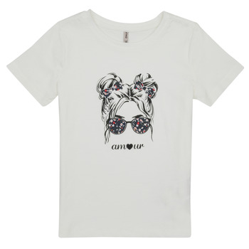 Kleidung Mädchen T-Shirts Only KOGKITA-REG-S/S-AMOUR-TOP-JRS Beige