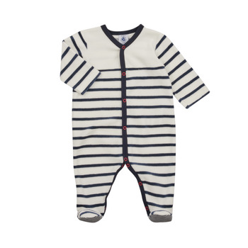 Kleidung Kinder Pyjamas/ Nachthemden Petit Bateau A06P501 Weiß / Marineblau