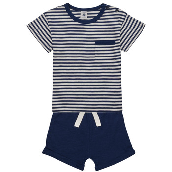 Kleidung Kinder Kleider & Outfits Petit Bateau FEUILLAGE Marineblau / Weiß