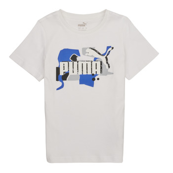 Kleidung Jungen T-Shirts Puma ESS COL LOGO Weiß / Blau