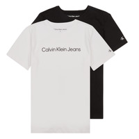 Kleidung Jungen T-Shirts Calvin Klein Jeans CKJ LOGO 2-PACK T-SHIRT X2 Weiß