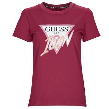 Kleidung Damen T-Shirts Guess SS CN ICON TEE Bordeaux