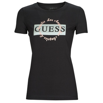 Vêtements Femme T-shirts manches courtes Guess SS CN ROUND LOGO TEE 