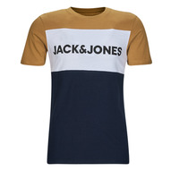Kleidung Herren T-Shirts Jack & Jones JJELOGO BLOCKING TEE SS Gelb / Weiß / Marineblau
