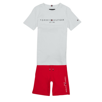 Kleidung Jungen Jogginganzüge Tommy Hilfiger ESSENTIAL SET Weiß / Rot
