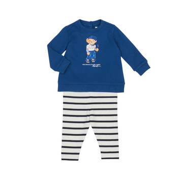 Kleidung Mädchen Kleider & Outfits Polo Ralph Lauren BEAR SET-SETS-LEGGING SET Marineblau / Weiß