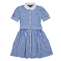 Kleidung Mädchen Kurze Kleider Polo Ralph Lauren MAGALIE DRS-DRESSES-DAY DRESS Blau / Weiß