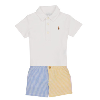 Kleidung Jungen Kleider & Outfits Polo Ralph Lauren SSKCSRTSET-SETS-SHORT SET Weiß / Bunt